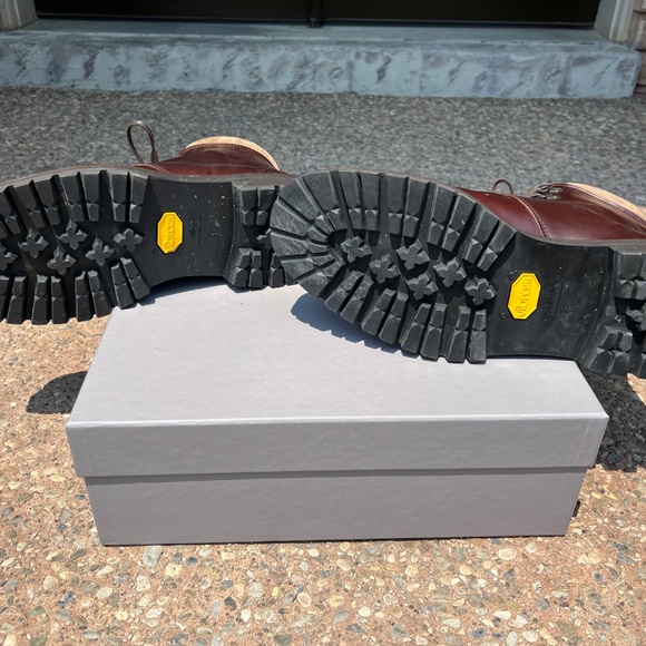 MR P. Jacques Suede-Trimmed Glossed-Leather Boots UK 12 - Picture 8 of 11